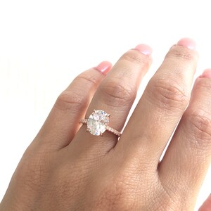 Rose Gold Oval Engagement Ring. High Quality Engagement Ring. Rose Gold Promise Ring.  3.25 ctw Engagement Ring. Diamond Simulant Ring.
