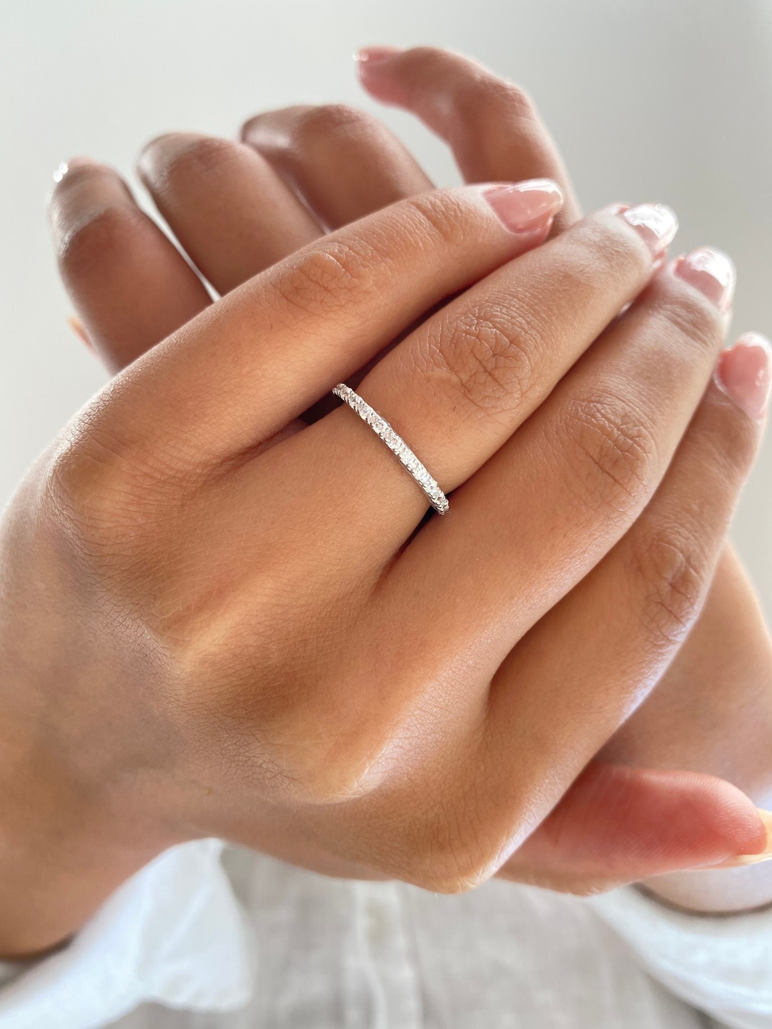 925 Sterling Silver Eternity Wedding Band – 1ct Lab Simulated Diamonds, Sizes 5-9