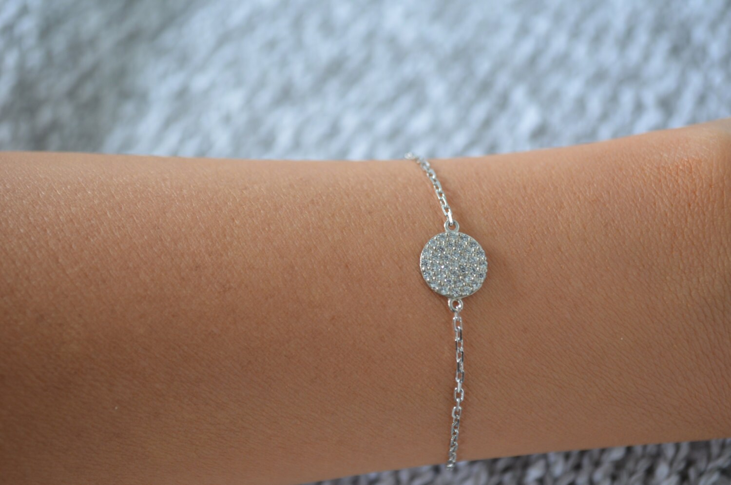Pave Disc Bracelet. Cz Pave Disc Bracelet. Sterling Silver Pave Disc ...
