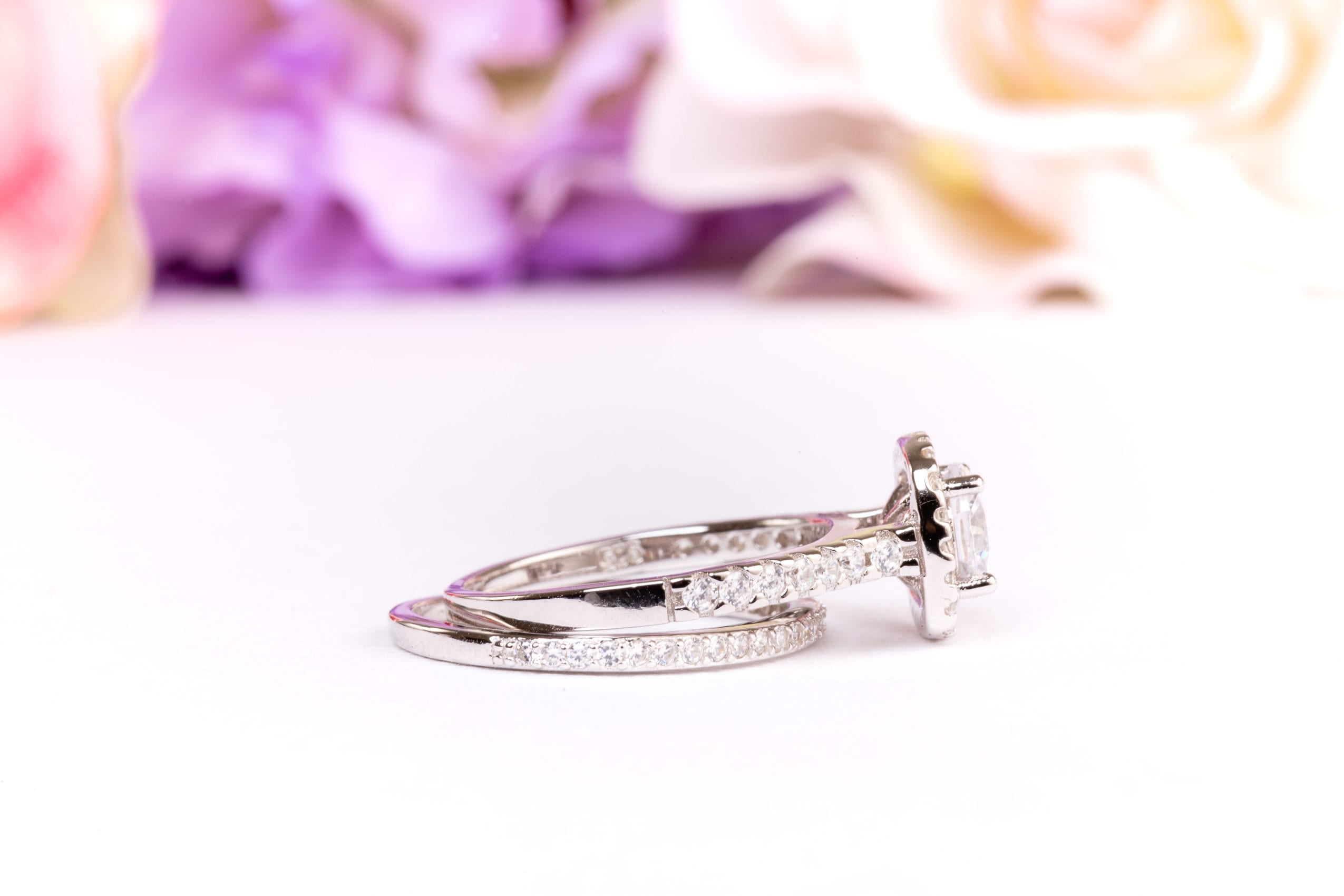 1.25 Ctw Square Halo Bridal Set. Diamond Simulant Round