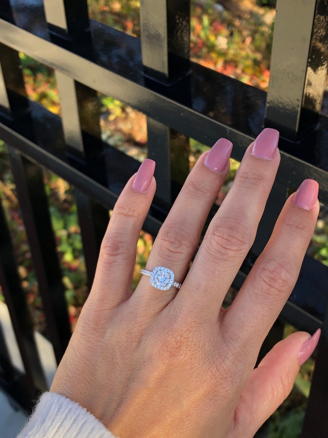 Square Halo Engagement Ring. Luxury Engagement Ring. Sterling - Etsy 日本