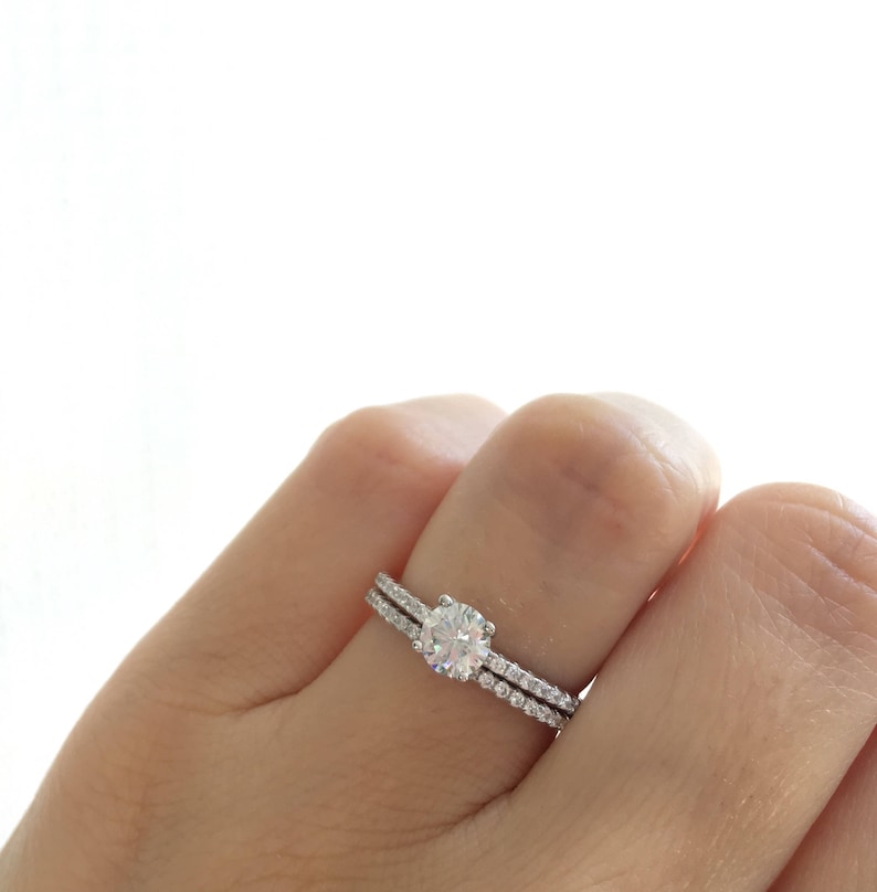 Swarovski Wedding Ring Set. Sterling Silver Rhodium Plated Etsy