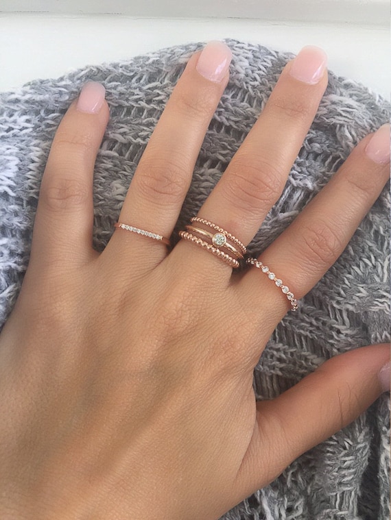 Single Diamond Ring. Stackable Mini Swarovski Ring. Solitaire Ring