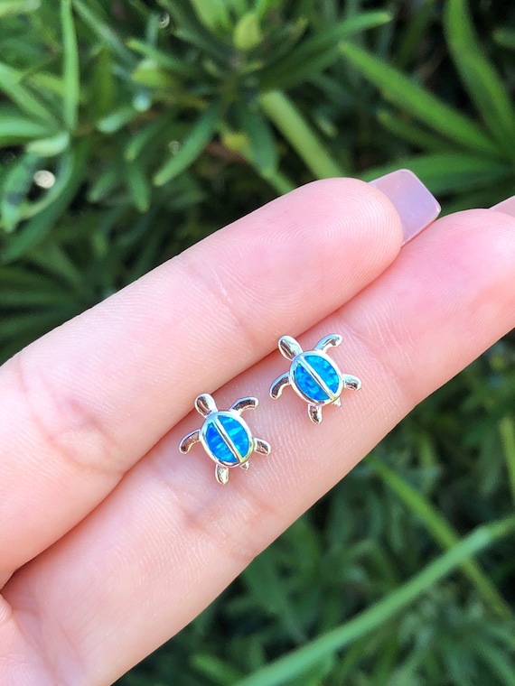 Arete De Tortuga Marina De ópalo, De Plata De Ley 925, Aretes De Tortuga Marina, Hipoalergénicos, Para Mujer, Aretes De Piedra Natal, Joyería De Regalo, Latón, Ópalo Sintético