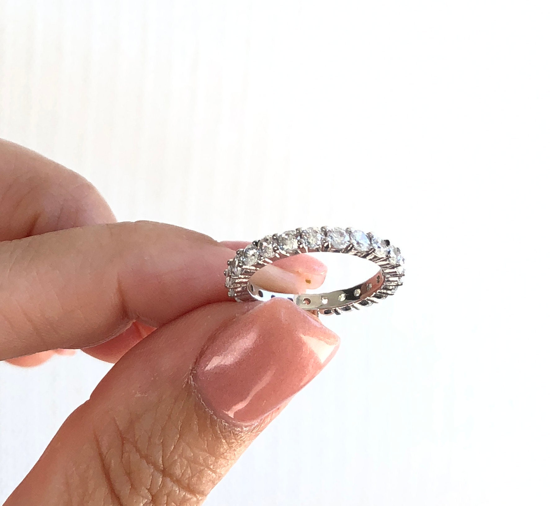 Argento Sterling 925 Zirconi WOMEN'S AMORE Rotondo Anello - Foto 3