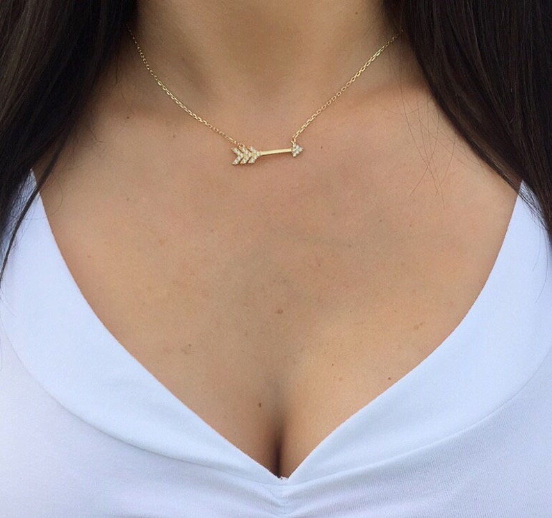 Arrow necklace. Sterling silver arrow necklace. Silver necklace. Cupid's necklace. Rose gold arrow necklace. Gold arrow necklace. Necklace image 3