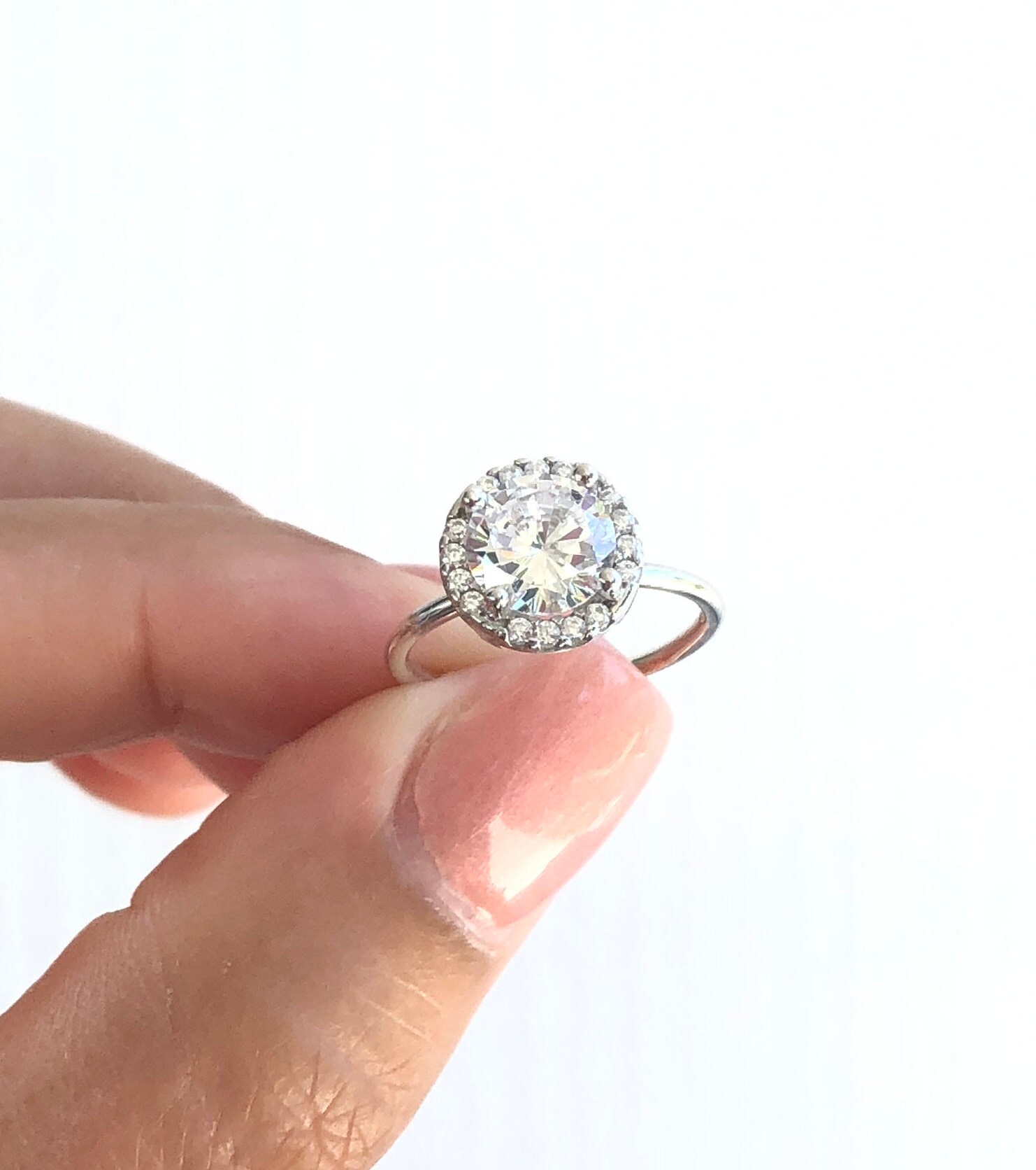 Wedding Ring Set. Sterling Silver Round Cut Ring. Bridal Ring Etsy