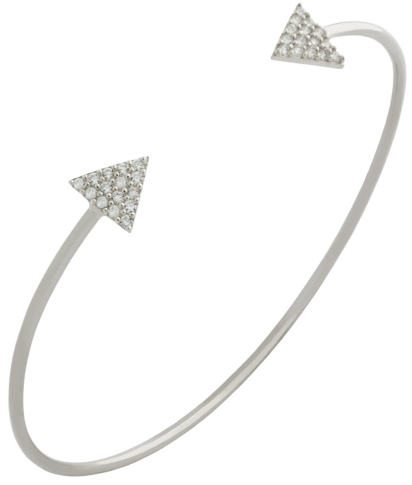 Triangle Bangles Triangle Bangle Bracelet. Silver Triangle Bangle With CZ. Pave Triangle ...