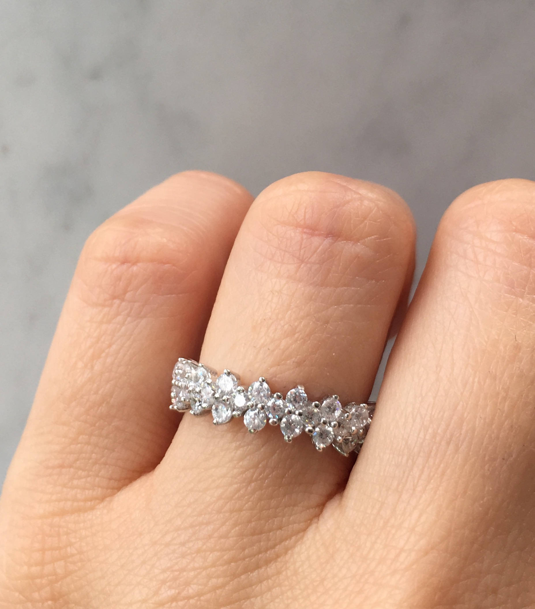 Flower Eternity Ring (SILVER)【Light】 Sterling Silver Flower Ring. Unique Design Flower Ring