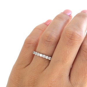 Sterling Silver Eternity Band. Silver Wedding Band. 3mm Stackable Band. Stacking Ring. Fine Cz Eternity Band Ring. Classic Eternity Band.