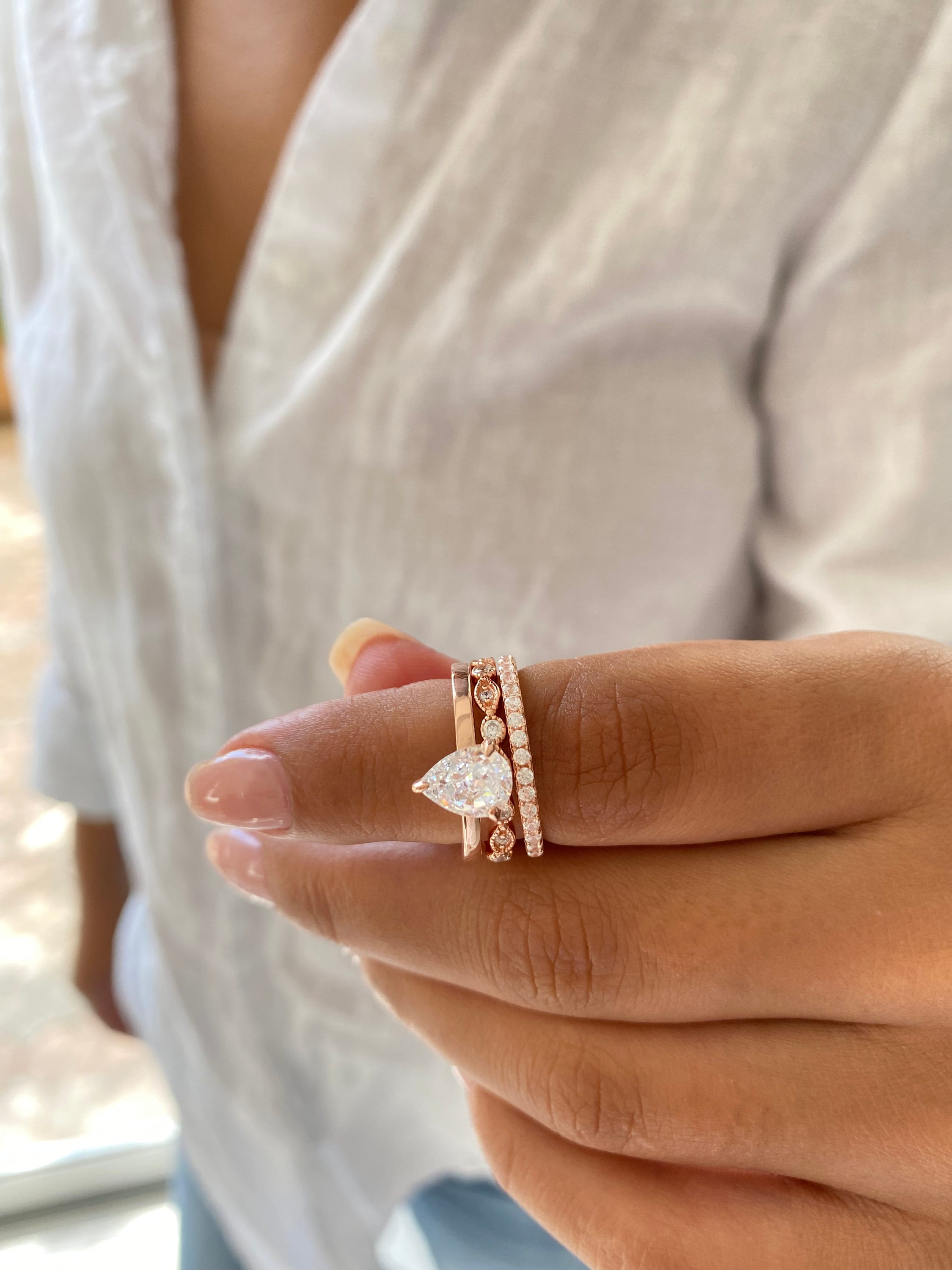 Rose Gold Engagement Nail Set for Timeless Elegance