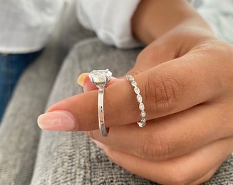 Ct Wedding Ring Sterling Silver Oval Engagement Art Deco  Wedding Eternity Band Carat Oval Bridal