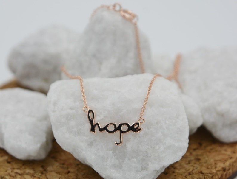 Hope Necklace. Sterling Silver Hope Necklace. Word Hope | Etsy