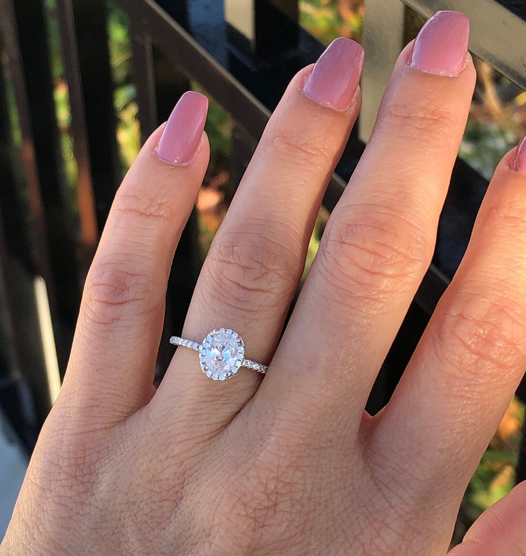 Oval Engagement Ring. Sterling Silver Wedding Ring. Luxury Oval Engagement Ring. Sterling Silver Wedding Ring. Luxury