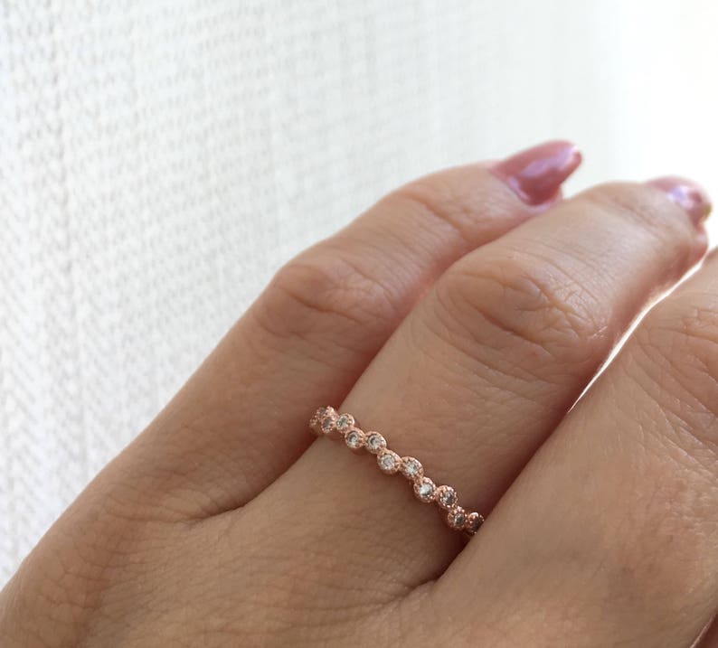 Rose Gold Stacking Ring. Wedding Band Ring. Fine Cz Eternity Band Ring. High Quality Wedding Band Packed In A Luxury Box. image 4