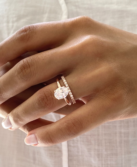 Rose Gold Thick & Diamante Ring 8-Pack in 2023