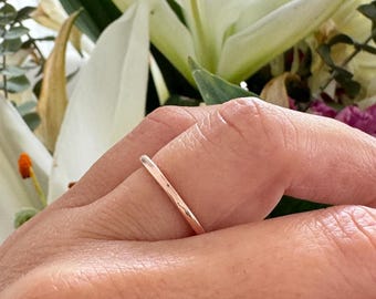 Classic Plain Wedding Band. Rose Gold Stacking Ring. Sterling Silver 1.5mm Wedding Band. Delicate Rose Gold Wedding Band. Stackable Ring.