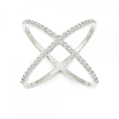 Criss Cross Ring Sterling Silver Cubic Zirconia Etsy