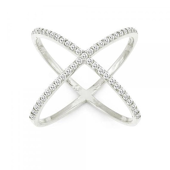 Amazon.com: CARICY 925 Sterling Silver Criss Cross Ring Infinity Statement  Rings Cubic Zirconia Ring for Women Anniversary Christmas Day Size 5-10 :  Clothing, Shoes & Jewelry