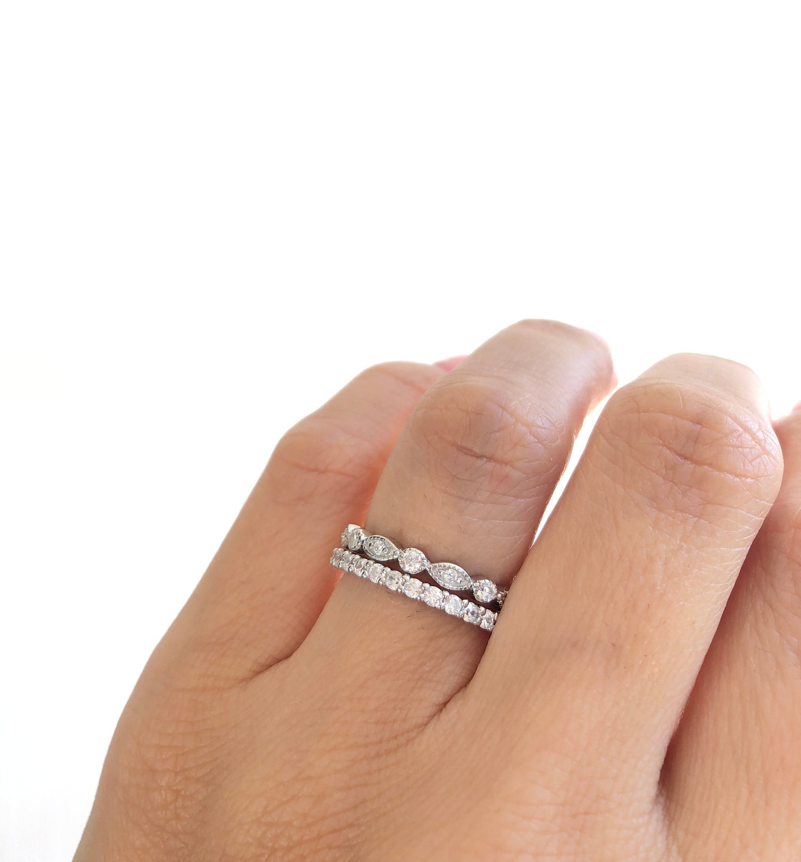Sterling Silver Ring Set . Silver Wedding Bands. Stackable Etsy