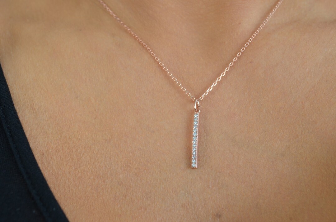 Vertical Bar Necklace. 25 Mm Silver Vertical Bar Necklace. Vertical