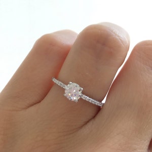 Luxury Engagement Ring. 5mm Solitaire Ring. Sterling Silver Rhodium Plated Engagement Ring. Round Cut Solitaire Ring. Promise Ring.