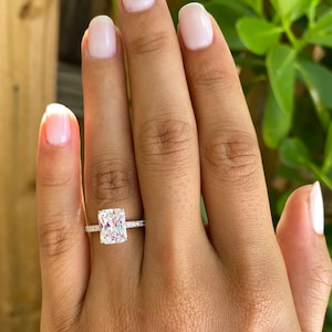 2.25 Carats Radiant Cut Engagement Ring. Radiant Engagement Ring. Anniversary Ring. Sterling Silver Radiant Cut Wedding Ring. Promise Ring.