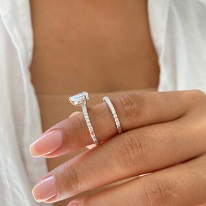 2.0 ctw Pear Shaped Wedding Ring Set. Teardrop Bridal Rings. Pear Cut Engagement Ring. Half Eternity Wedding Band. Anniversary Rings. image 2