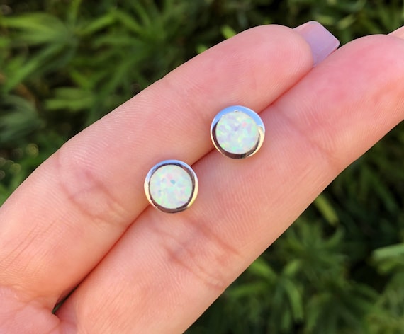 Opal Earrings Silver Stud Sterling Silver Studs Solitaire 