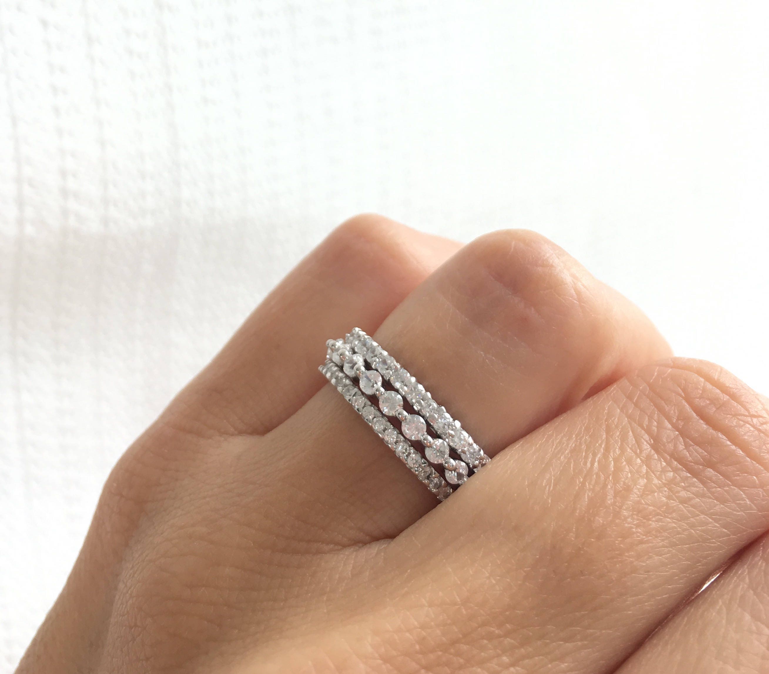 s7 14K Gold Sterling Silver Stack Eternity Band Rings s7 14K Gold Sterling Silver Stack Eternity Band Rings