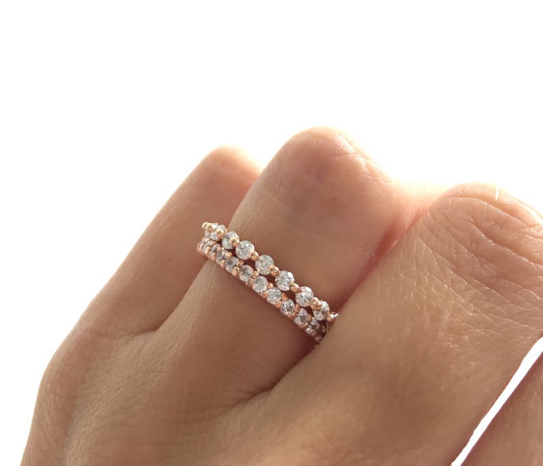 Rose Gold Wedding Ring Set. Rose Gold Eternity Band. Eternity Ring. Stacking Rings. Rose Gold Stackable Rings Packed In A Luxury Gift Box. image 4