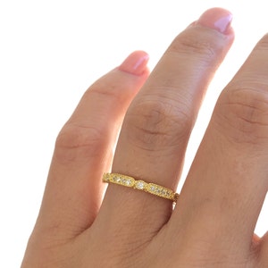 Silver Gold Plated Eternity Band Ring. Full Eternity Band. Unique Eternity Band. Eternity Ring. Stackable Ring. Stacking Band. Wedding Band.