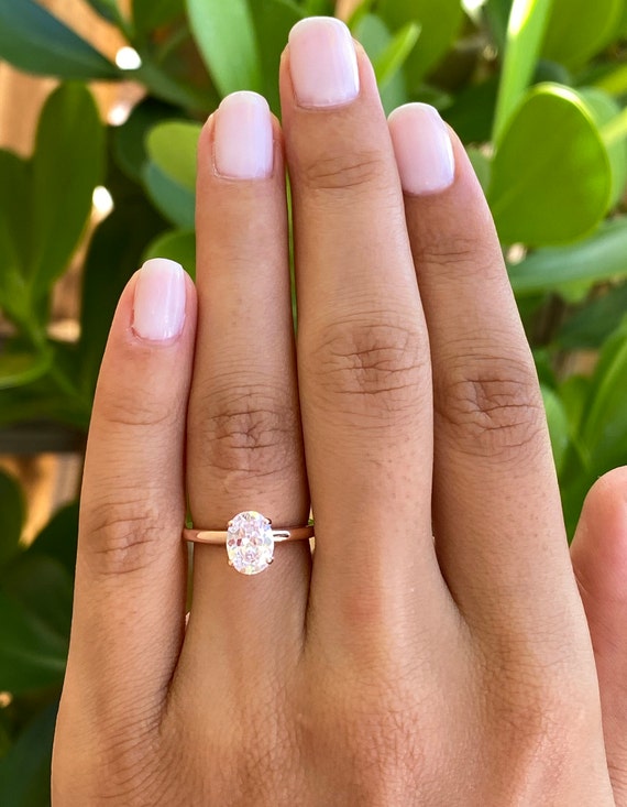 Classic 1 Carat Rose Gold Oval Engagement Ring. Rose Gold 