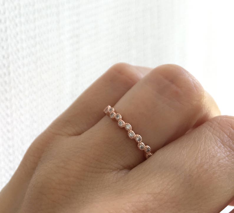 Rose Gold Stacking Ring. Wedding Band Ring. Fine Cz Eternity Band Ring. High Quality Wedding Band Packed In A Luxury Box. image 3