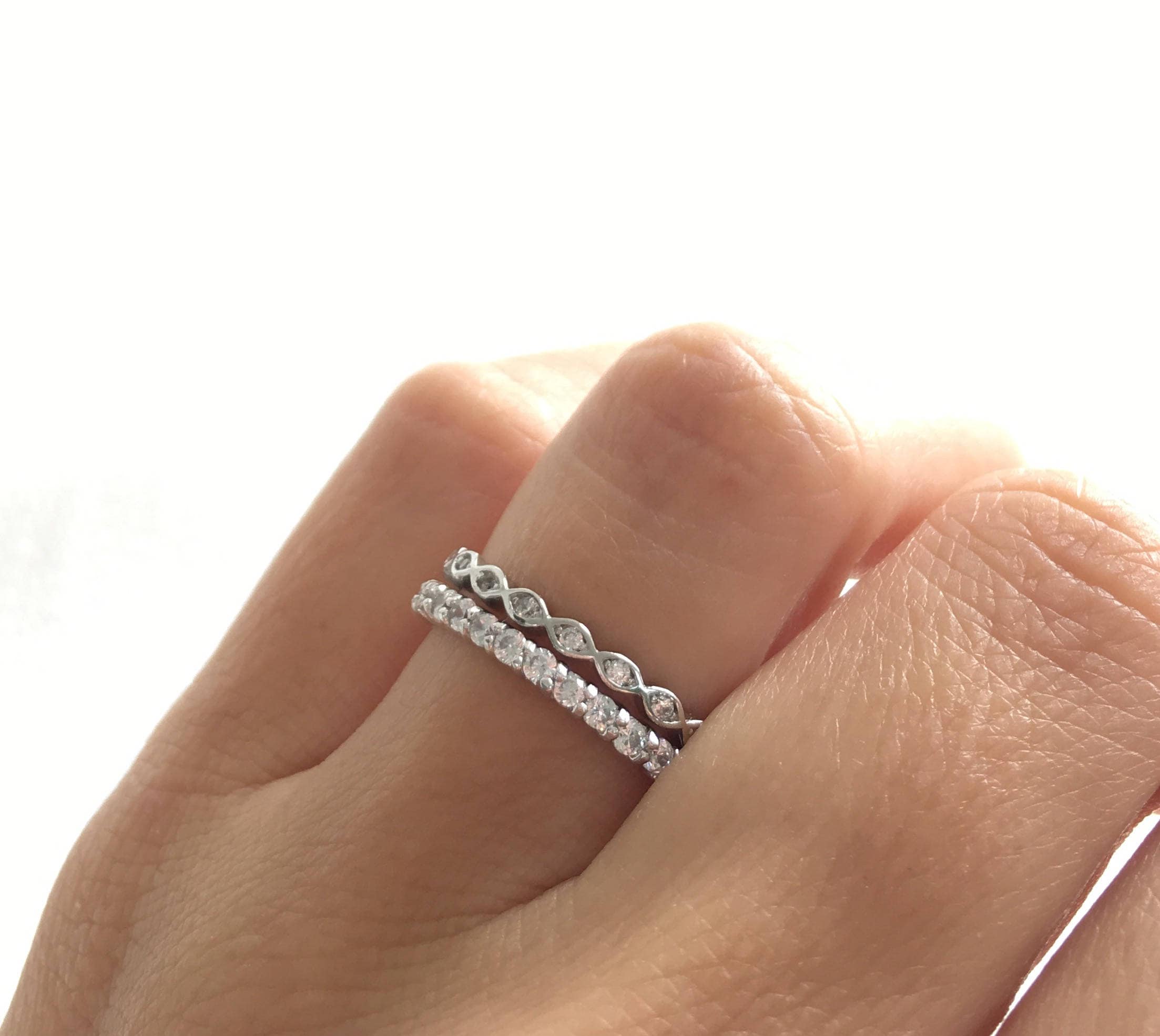 Sterling Silver Wedding Ring Set Wedding Bands Eternity Ring Etsy