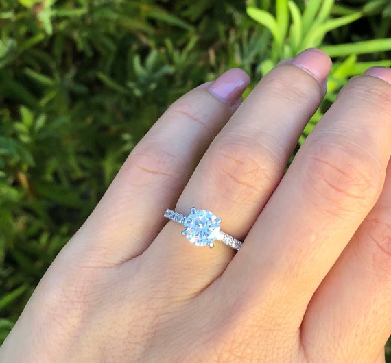 IGI Certified 14K Solid White Gold Round Cut Diamond Engagement Ring H –  ASparklingWorld