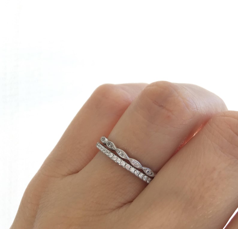 Art Deco Wedding Band and Half Eternity Band. Wedding Band Etsy