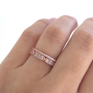 Rose Gold Wedding Bands. Rose Gold Ring Set. Rose Gold Eternity Ring Set. Eternity Bands. Stacking Rings. Fine Cz Stackable Rings.