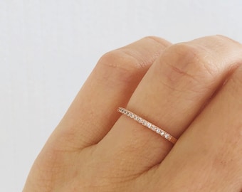 Half Eternity Band. 1mm Eternity Band. Rose Gold Eternity Band. Eternity Ring. Stacking Ring. Rose Gold Half Eternity Band. Wedding Ring.