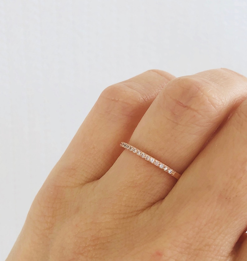 Half Eternity Band. 1mm Eternity Band. Rose Gold Eternity Etsy