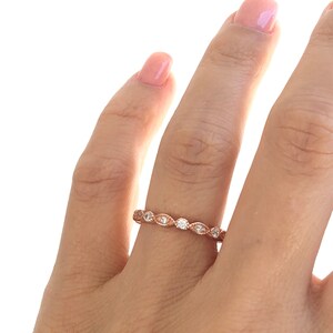 Rose Gold Wedding Band. Eternity Ring. Rose Gold Eternity Band. Art Deco Band. Stackable Ring. Wedding Ring. Vintage Band. Antique Band.