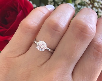 1.0 Carat Solitaire Engagement Ring. Promise Ring. Engagement Ring. Round Solitaire Ring. Sterling Silver Wedding Ring. Solitaire Ring