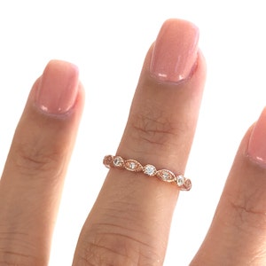 Rose Gold Eternity Band. Eternity Ring. Rose Gold Wedding Band. Art Deco Band. Stackable Ring. Wedding Ring. Vintage Band. Antique Band.