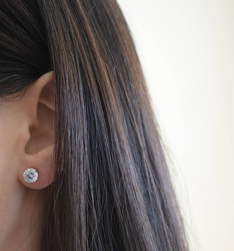 Sterling Silver Premium Quality Cz Stud Earrings. 6mm Round Cz Etsy