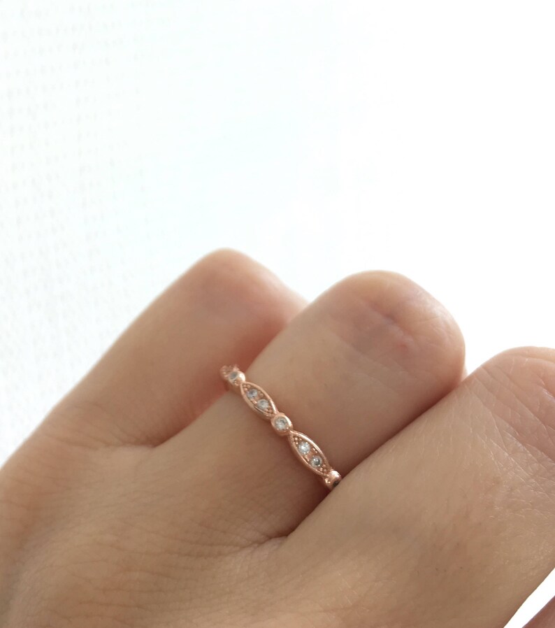 Rose Gold Art Deco Band. Art Deco Ring. Wedding Band. Rose Etsy