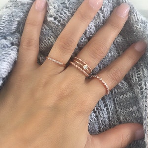 Hochwertige Ringschiene aus Sterlingsilber. Silber Ring Set. Ring-Set. Eternity-Band Ring. Knöchelring, Perlenring, Solitärring.