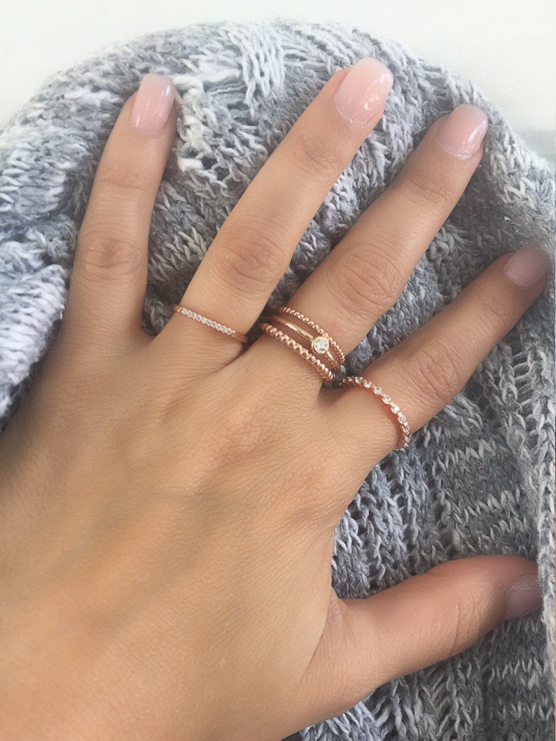 High quality sterling silver ring set. Silver ring set. Ring set. Eternity band ring. Knuckle ring, beaded ring, solitaire ring. image 1