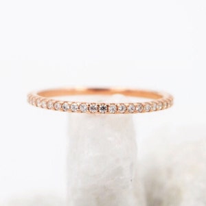 Eternity stackable band ring. Stacking ring. Silver band ring. Diamond simulant eternity ring. Rose gold eternity band ring. Rose gold ring.