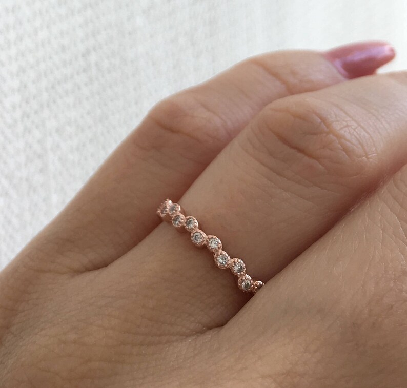 Rose Gold Stacking Ring. Wedding Band Ring. Fine Cz Eternity Band Ring. High Quality Wedding Band Packed In A Luxury Box. image 5