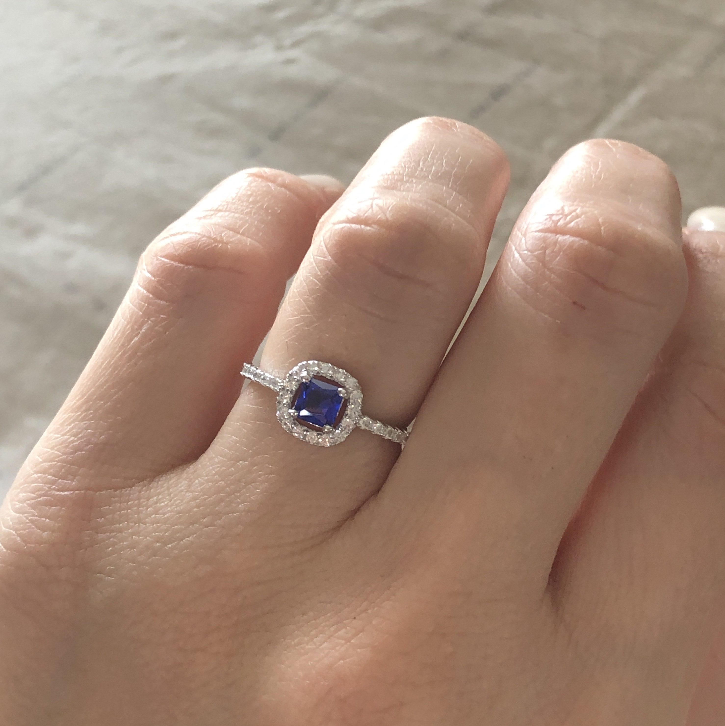 Details about   Sterling Silver 925 Elevated Blue Sapphire CZ Halo Square Link Cocktail Ring 7